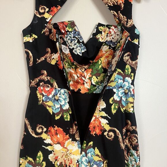Rubber Ducky Productions Black‎ Floral Knee Length Pin-Up Pencil Dress, SZ Small - Picture 9 of 12